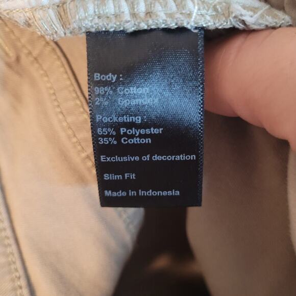 Flint & Tinder Mens Tapered Fit Chino Pants Size 33X34 Beige Stretch Mid Rise - Picture 7 of 8